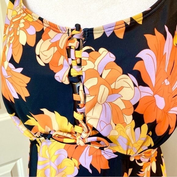 Nieyook Elegant Floral Tankini Dress Swimsuit Top Only Orange and Black Size 20W - Picture 6 of 9